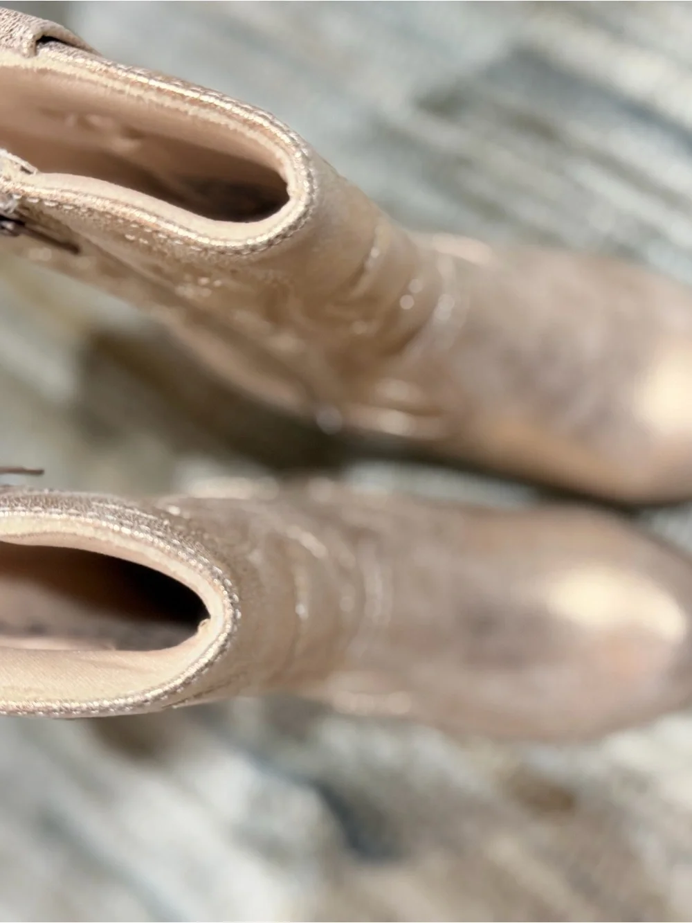 Girls Metallic Blush Cowboy Boots with Side Zip